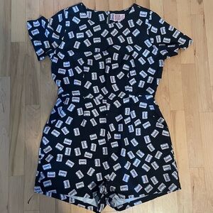 Neon Rose Cassette Tape Romper
